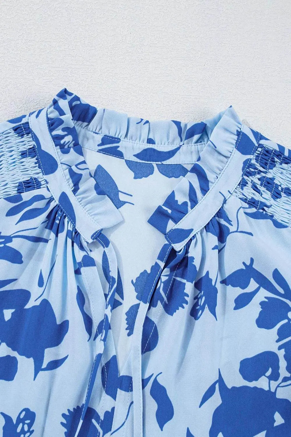 Floral Print Tiered Frilled Trim Flutter Sleeve Dress - Bona Fide Fashion