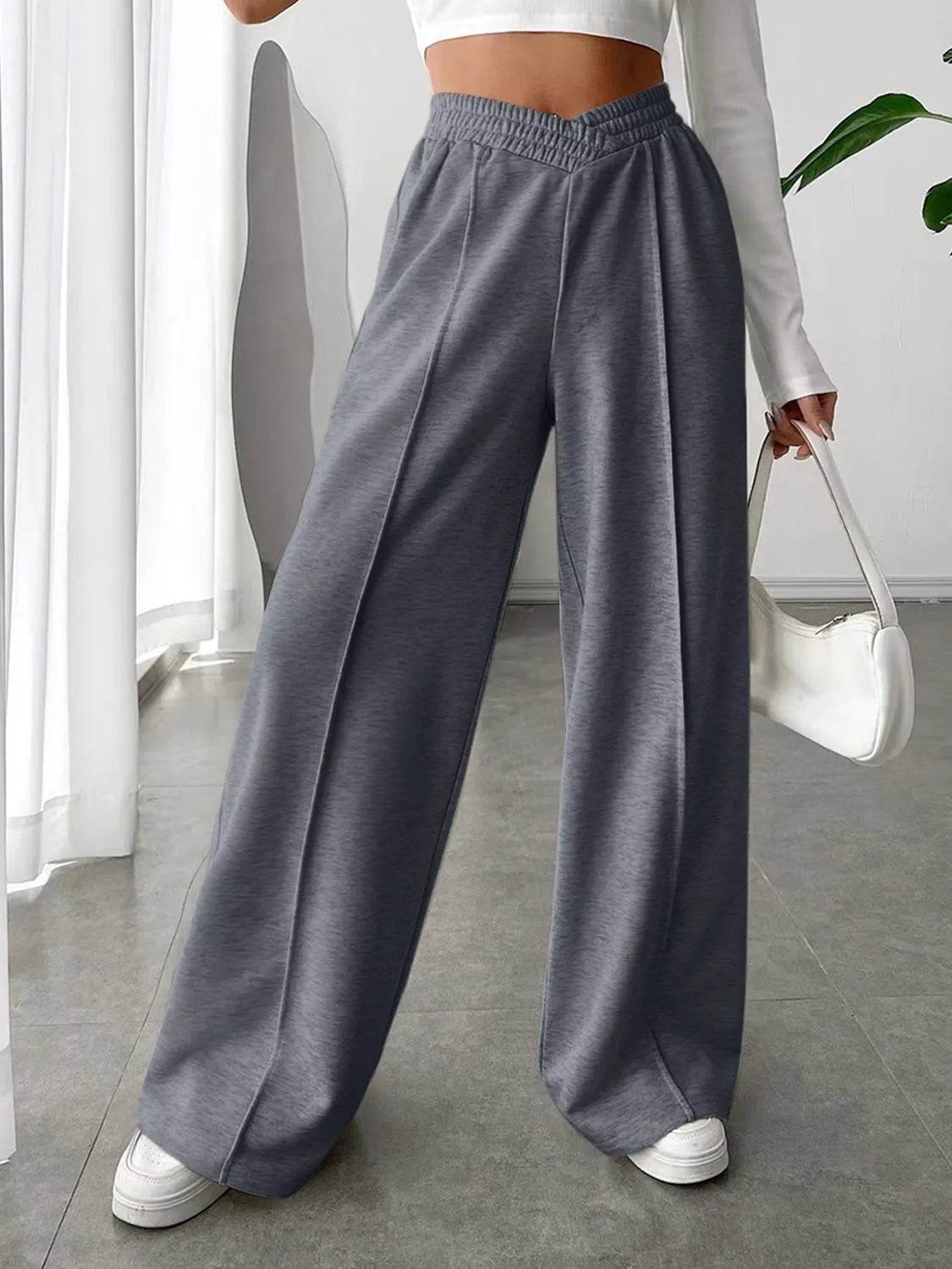 Elastic Waist Wide Leg Pants - Bona Fide Fashion