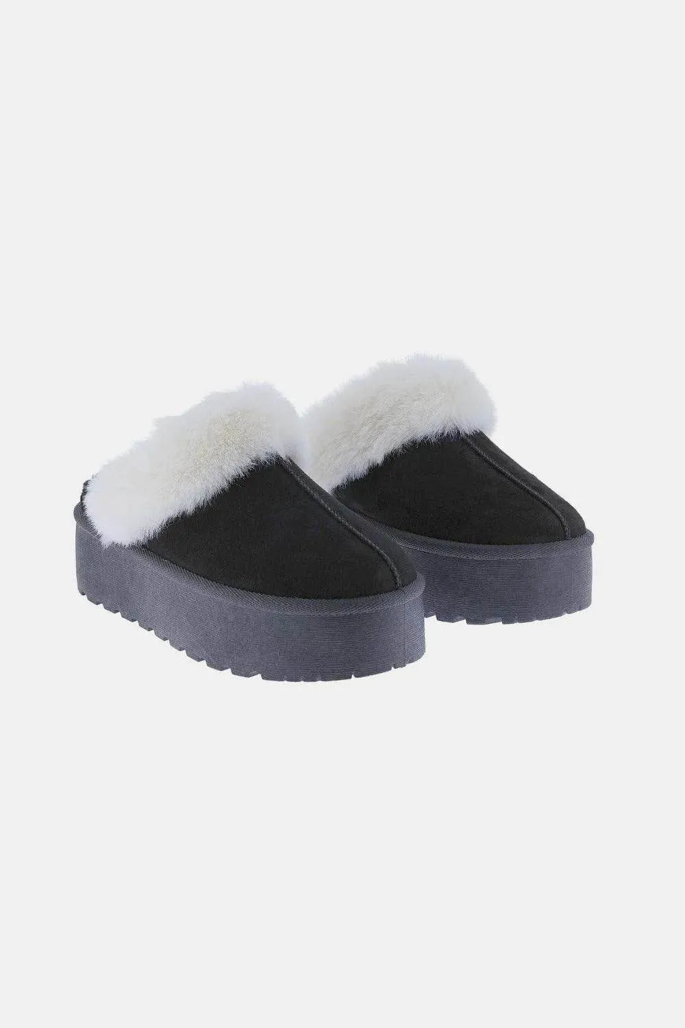 Weeboo Thick Bottom Fur Trim Snow Slippers - Bona Fide Fashion