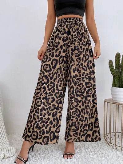 Printed Elastic Waist Wide Leg Pants - Bona Fide Fashion