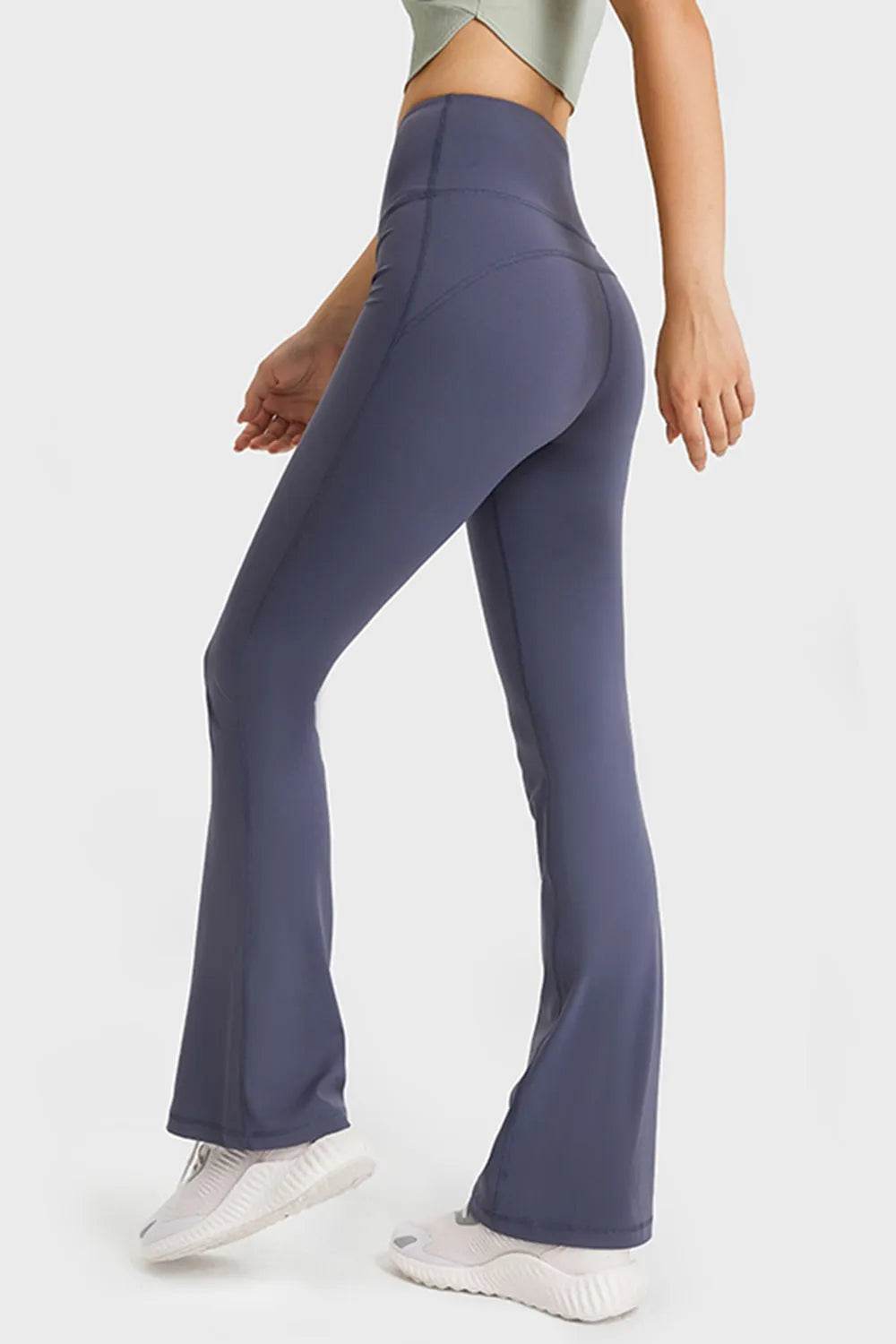 Millennia Elastic Waist Flare Yoga Pants - Bona Fide Fashion