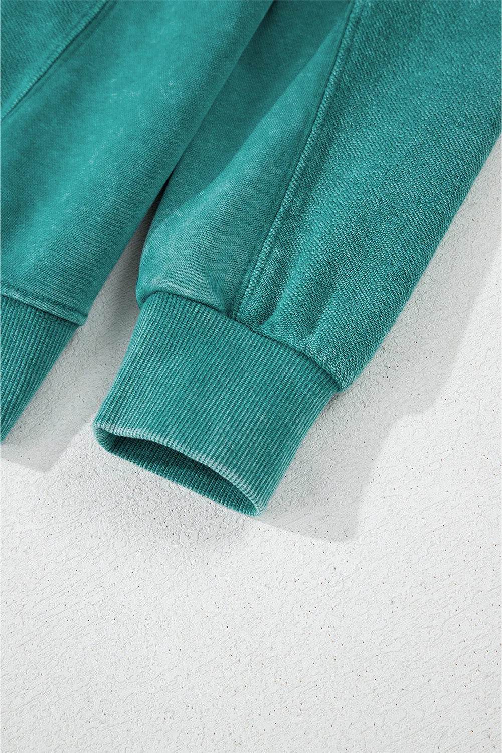 Notched Drop Shoulder Long Sleeve Sweatshirt - Bona Fide Fashion