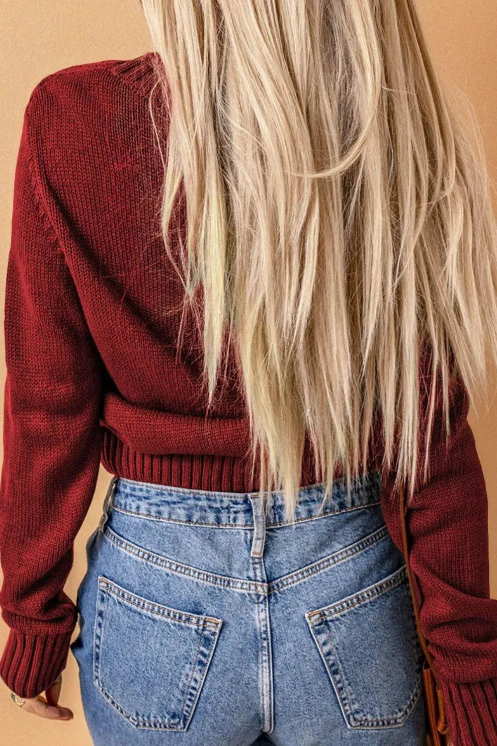 Cable-Knit Button Down V-Neck Cardigan - Bona Fide Fashion