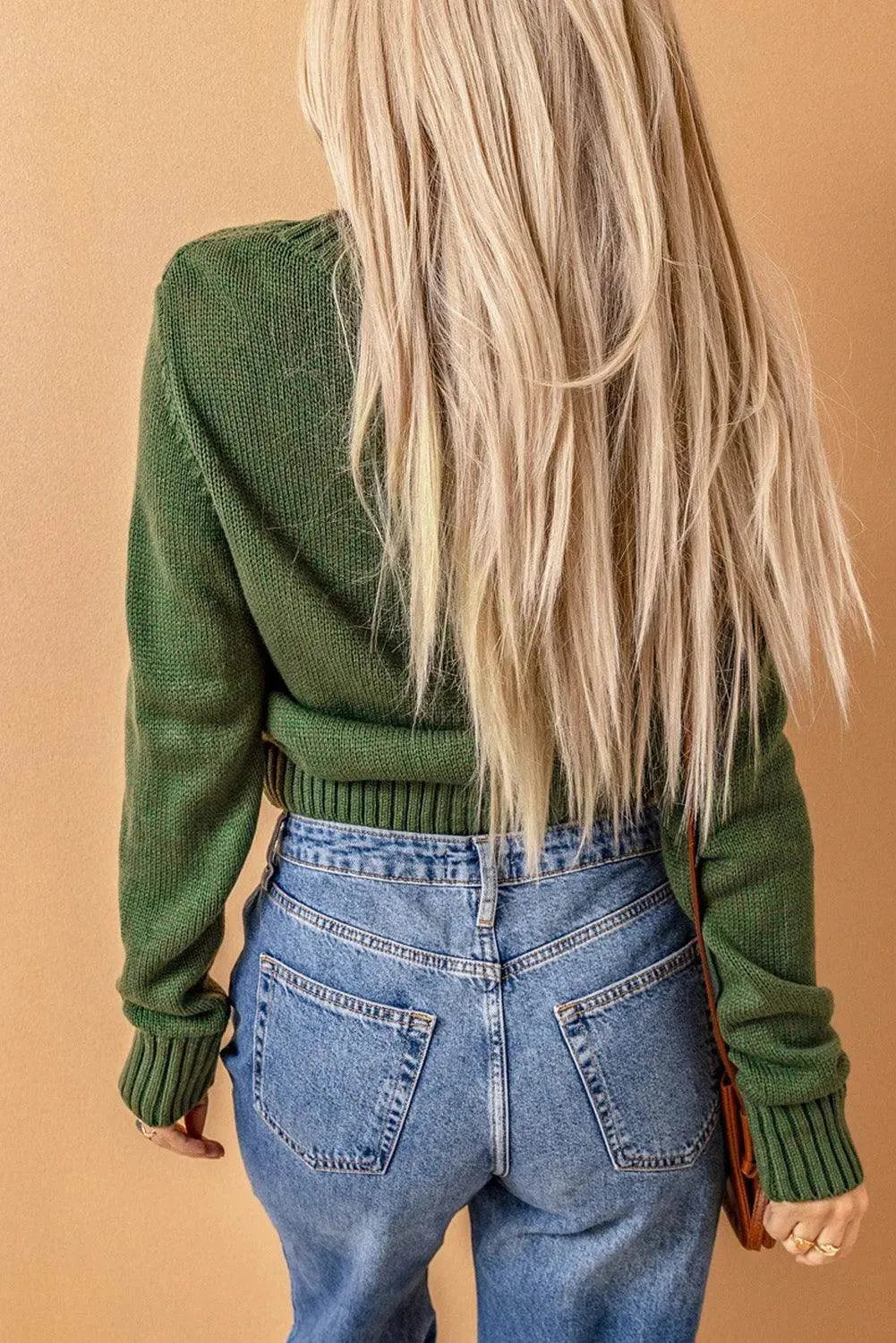 Cable-Knit Button Down V-Neck Cardigan - Bona Fide Fashion