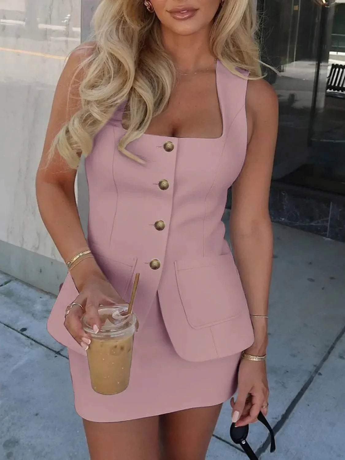 Square Neck Tank and Skirt Set - Bona Fide Fashion