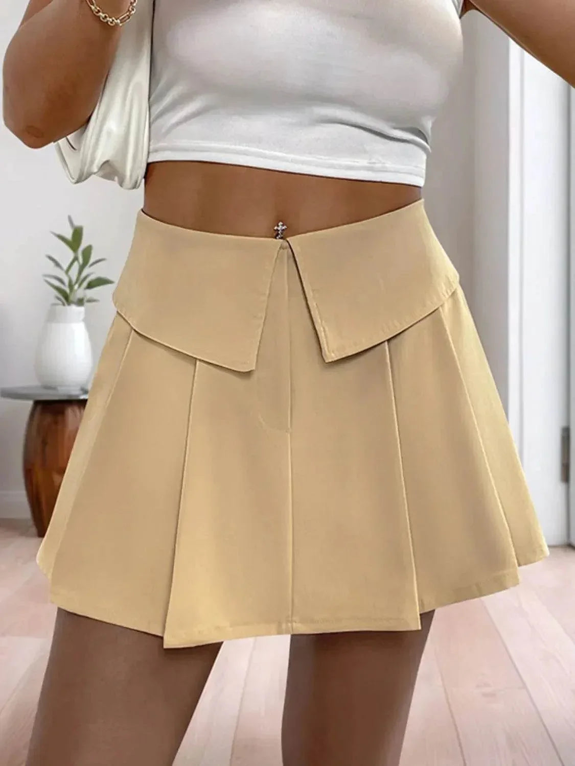 Perfee Pleated High Rise Shorts - Bona Fide Fashion