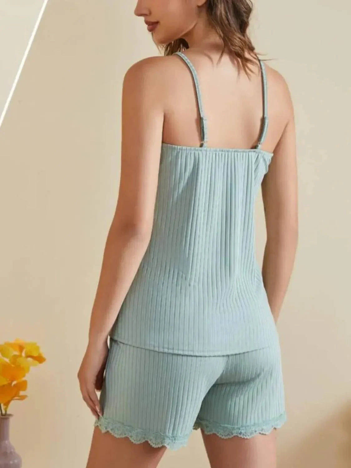 Ribbed Scoop Neck and Shorts Lounge Set - Bona Fide Fashion