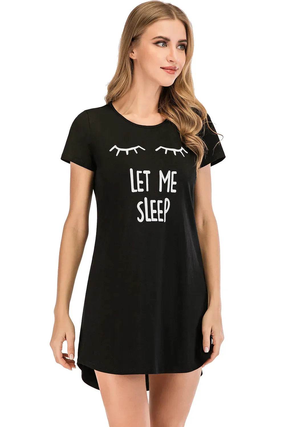 Graphic Round Neck Short Sleeve Lounge Dress - Bona Fide Fashion