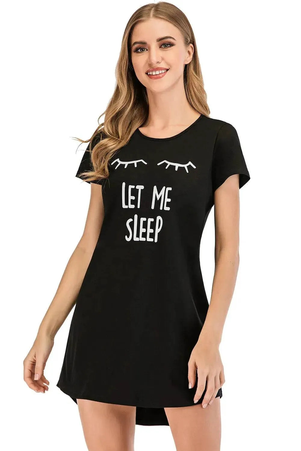 Graphic Round Neck Short Sleeve Lounge Dress - Bona Fide Fashion