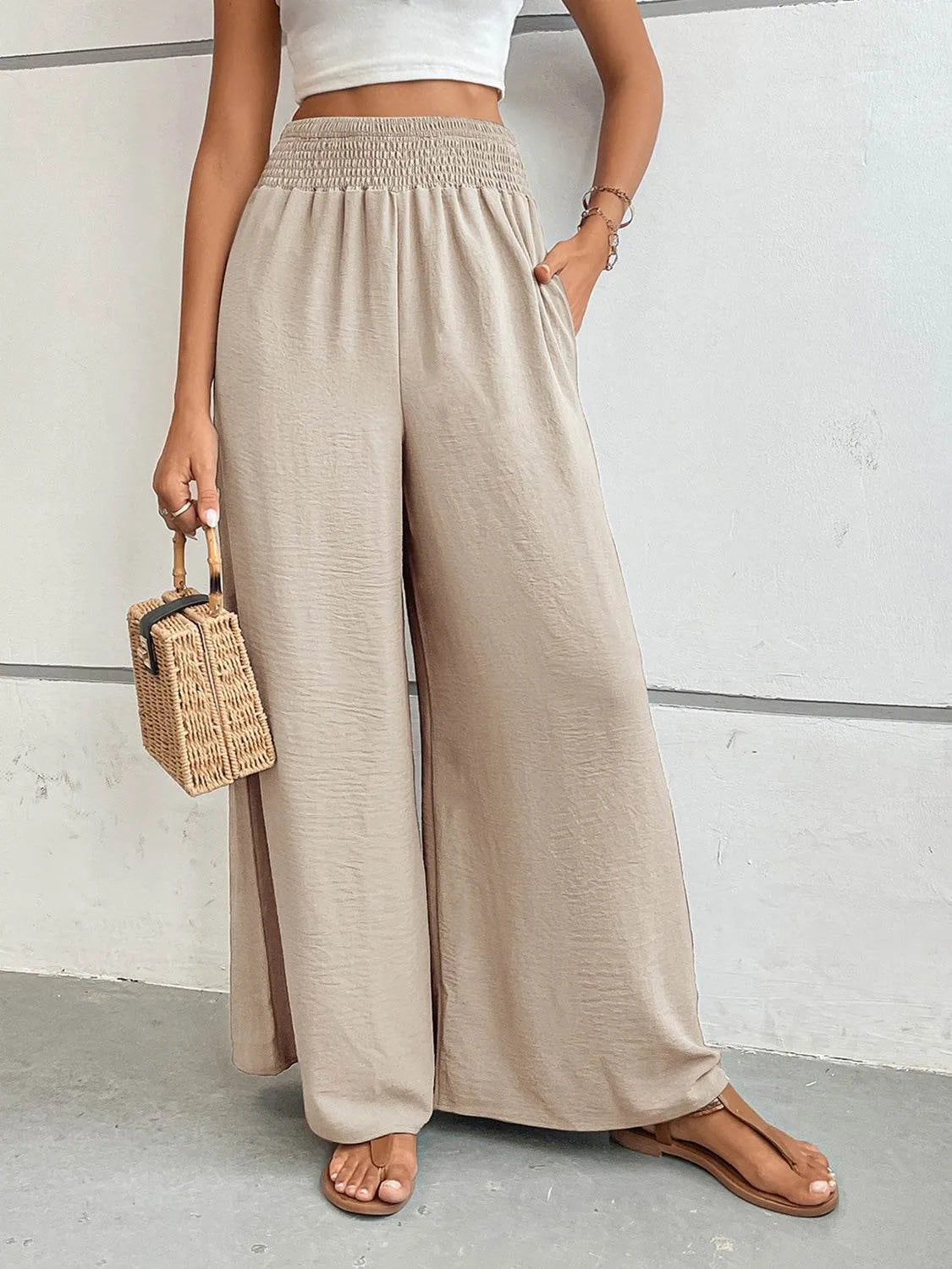 Perfee Wide Leg Pants with Pockets - Bona Fide Fashion