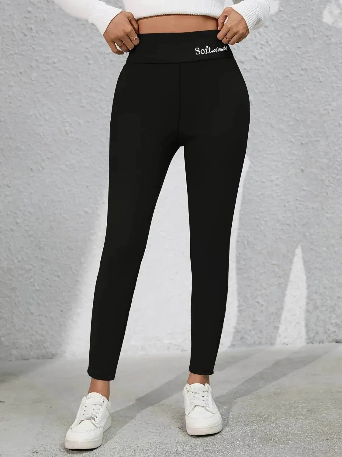 Full Size Letter Embroidered High Waist Leggings - Bona Fide Fashion