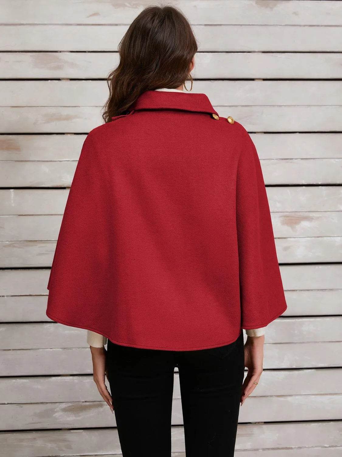Collared Neck Cropped Cape - Bona Fide Fashion