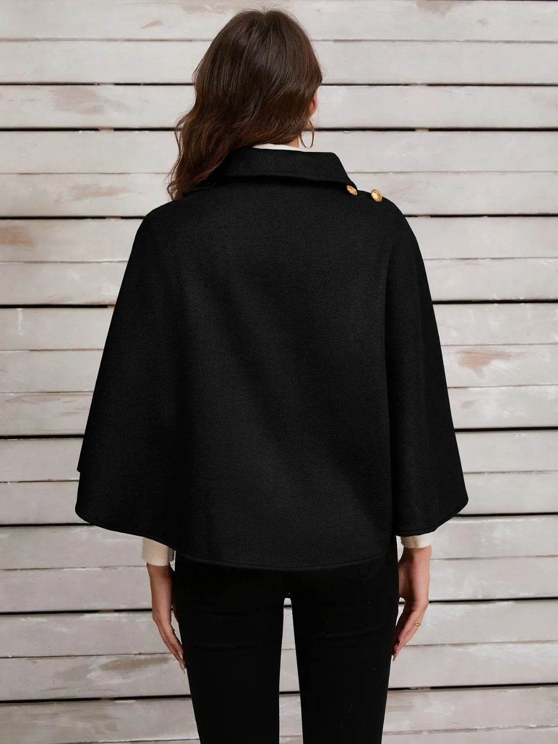Collared Neck Cropped Cape - Bona Fide Fashion