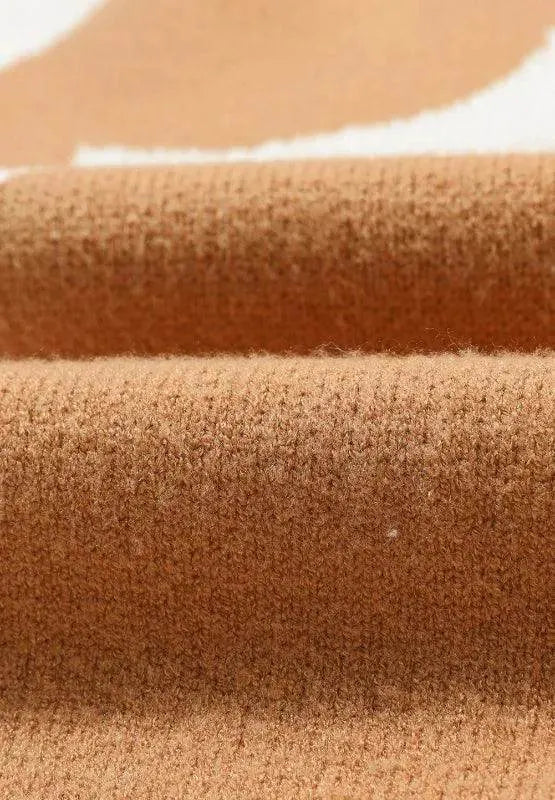 Contrast Flower Mock Neck Long Sleeve Sweater - Bona Fide Fashion