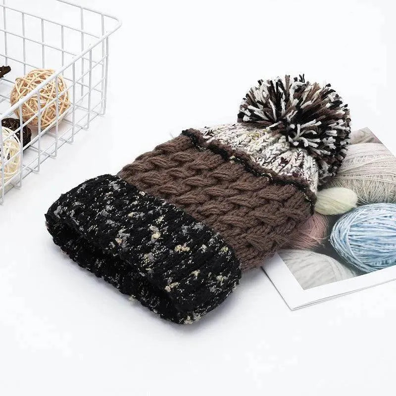 Contrast Thermal Hat with Pompom - Bona Fide Fashion