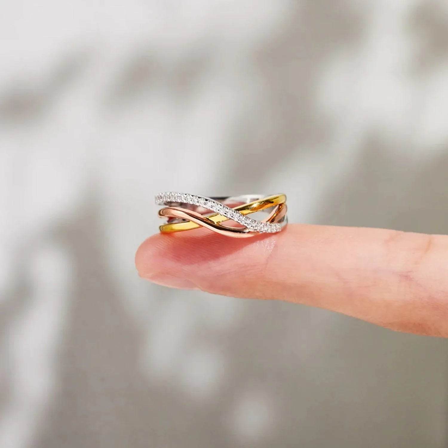 Crisscross Gold-Plated 925 Sterling Silver Ring - Bona Fide Fashion