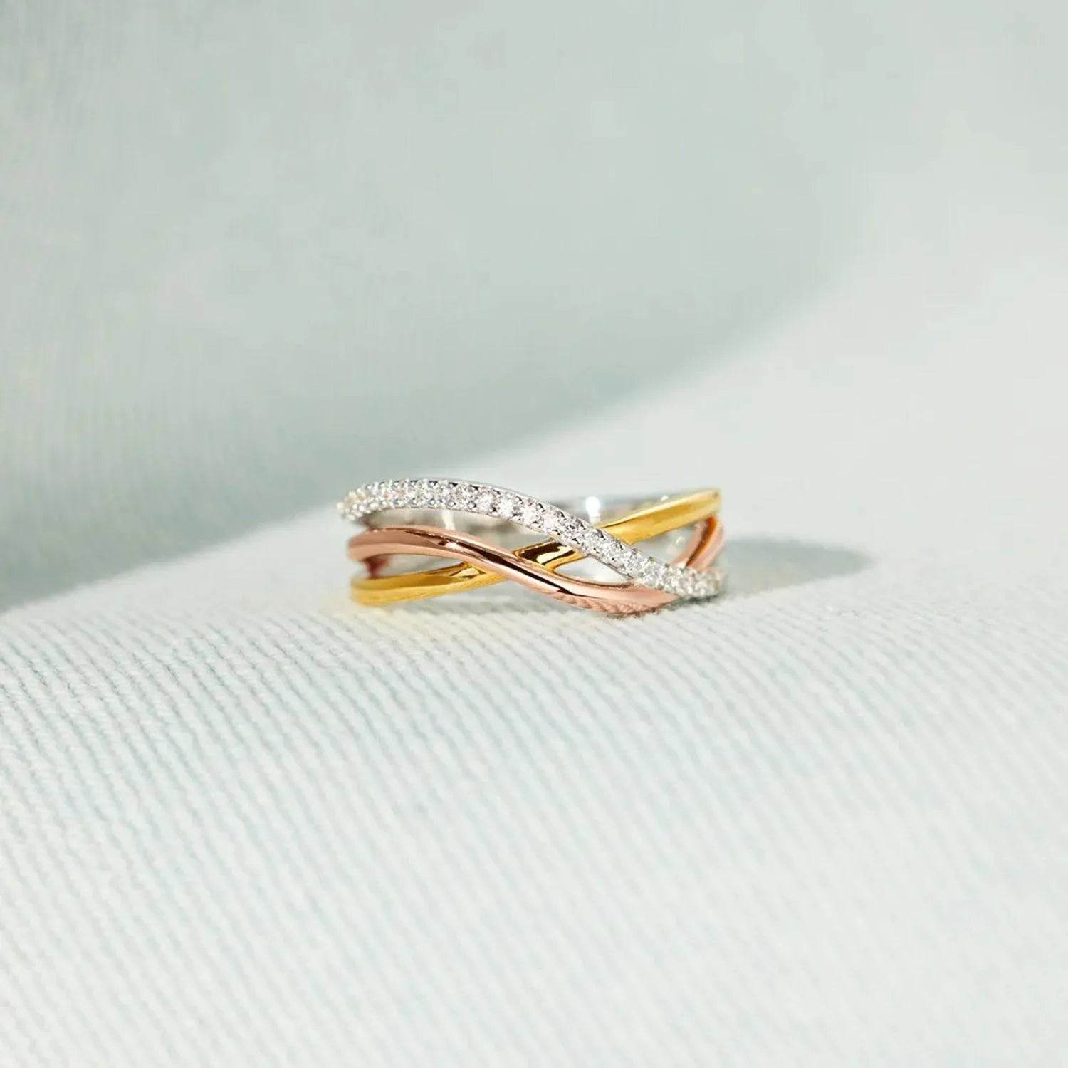Crisscross Gold-Plated 925 Sterling Silver Ring - Bona Fide Fashion