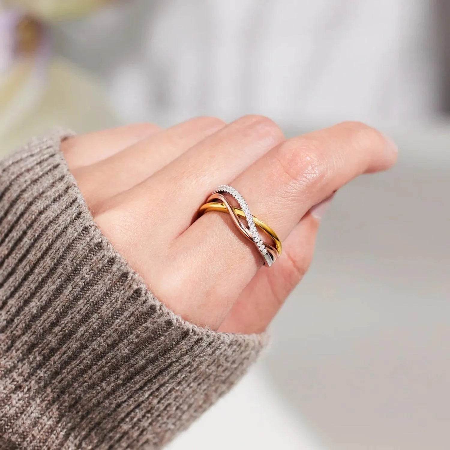 Crisscross Gold-Plated 925 Sterling Silver Ring - Bona Fide Fashion