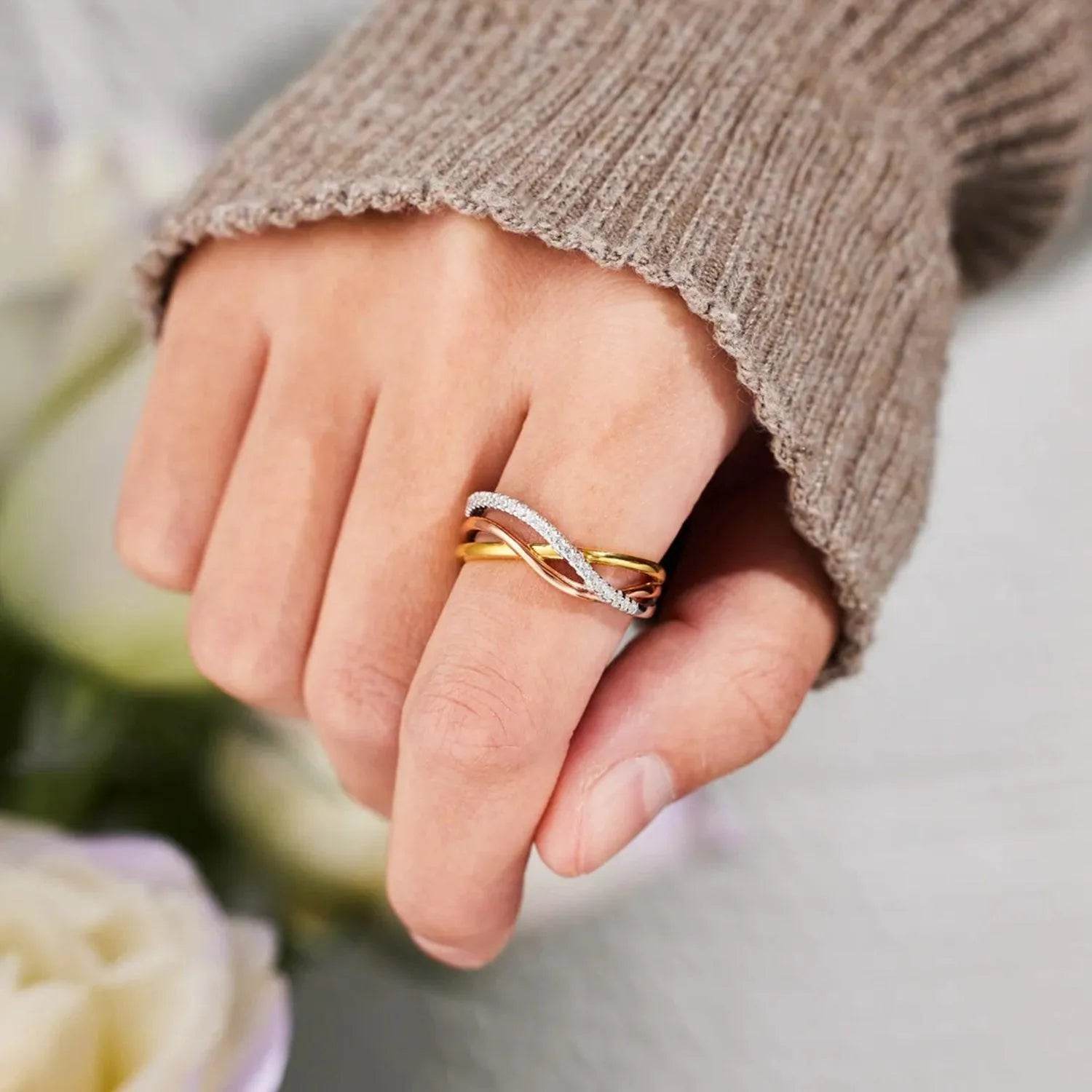 Crisscross Gold-Plated 925 Sterling Silver Ring - Bona Fide Fashion
