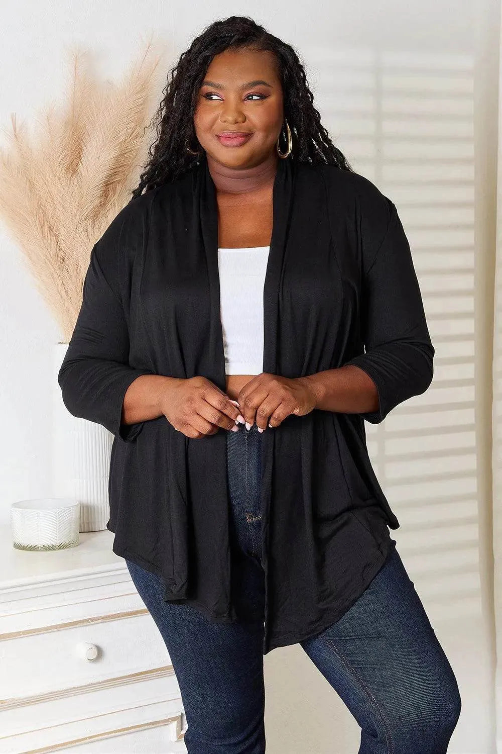 Culture Code Full Size Open Front Cardigan - Bona Fide Fashion