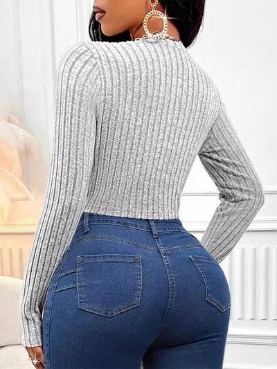 Button Up Round Neck Long Sleeve Cardigan - Bona Fide Fashion