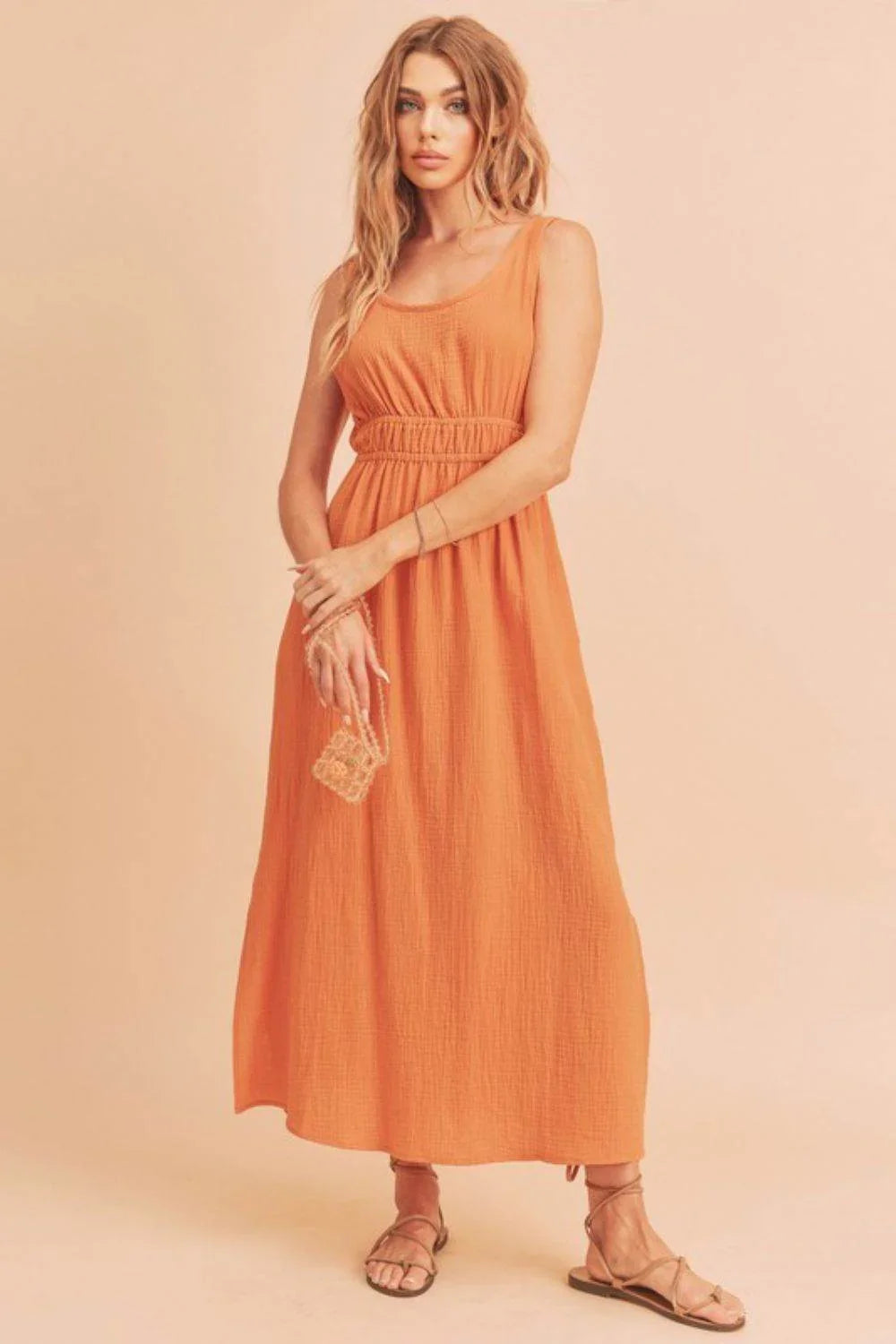 Aemi + Co Side Slit Round Neck Sleeveless Tank Dress - Bona Fide Fashion