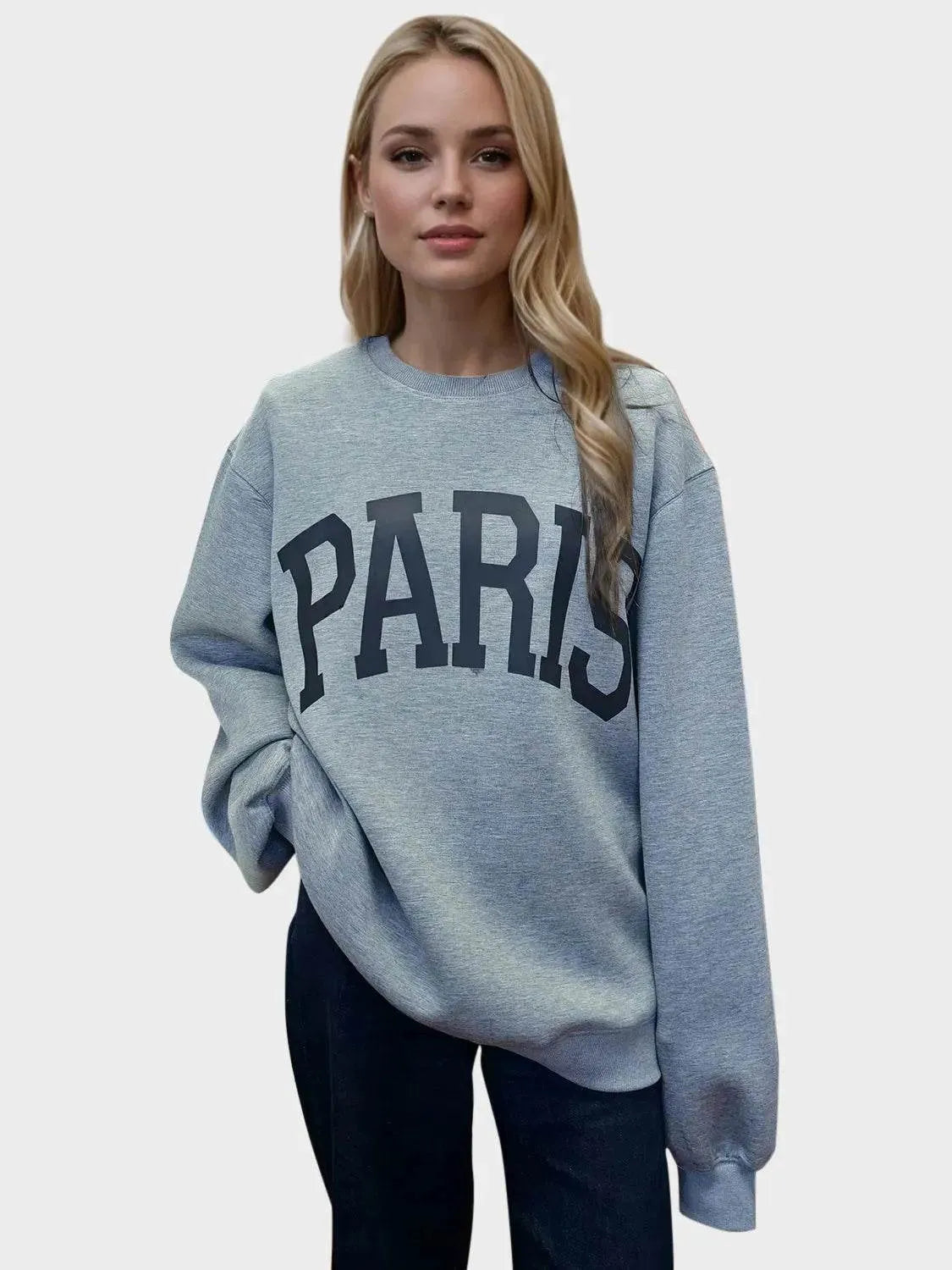 Basic Bae PARIS Round Neck Long Sleeve Air Scuba Sweatshirt - Bona Fide Fashion