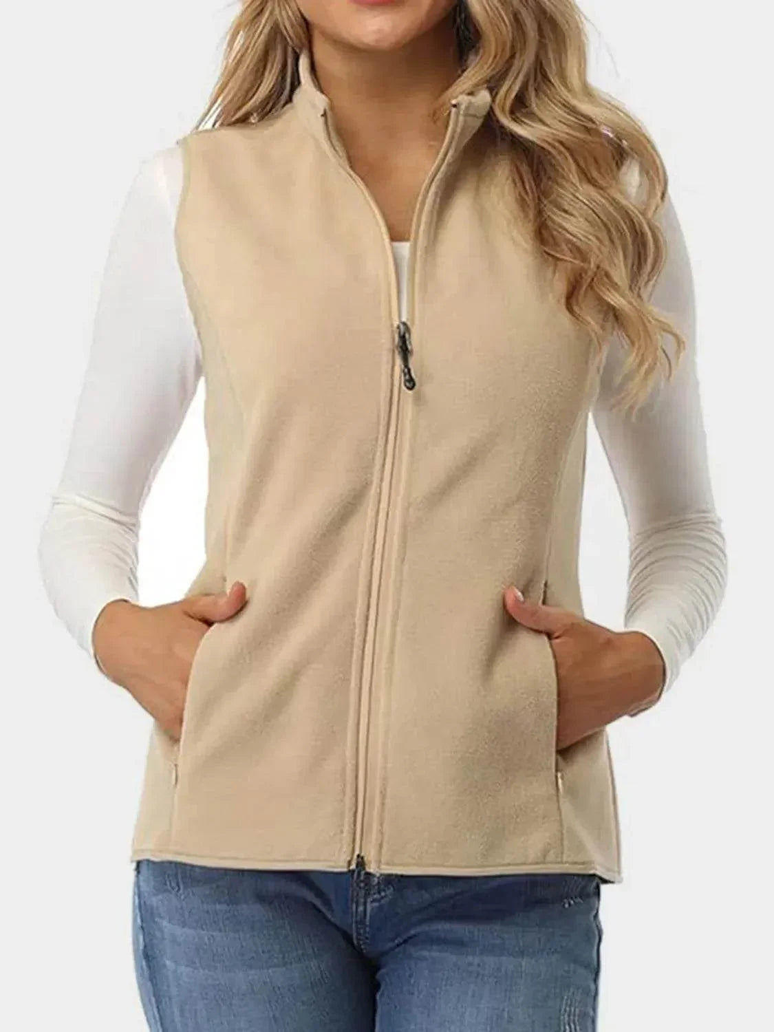 Zip Up Turtleneck Vest with Pockets - Bona Fide Fashion