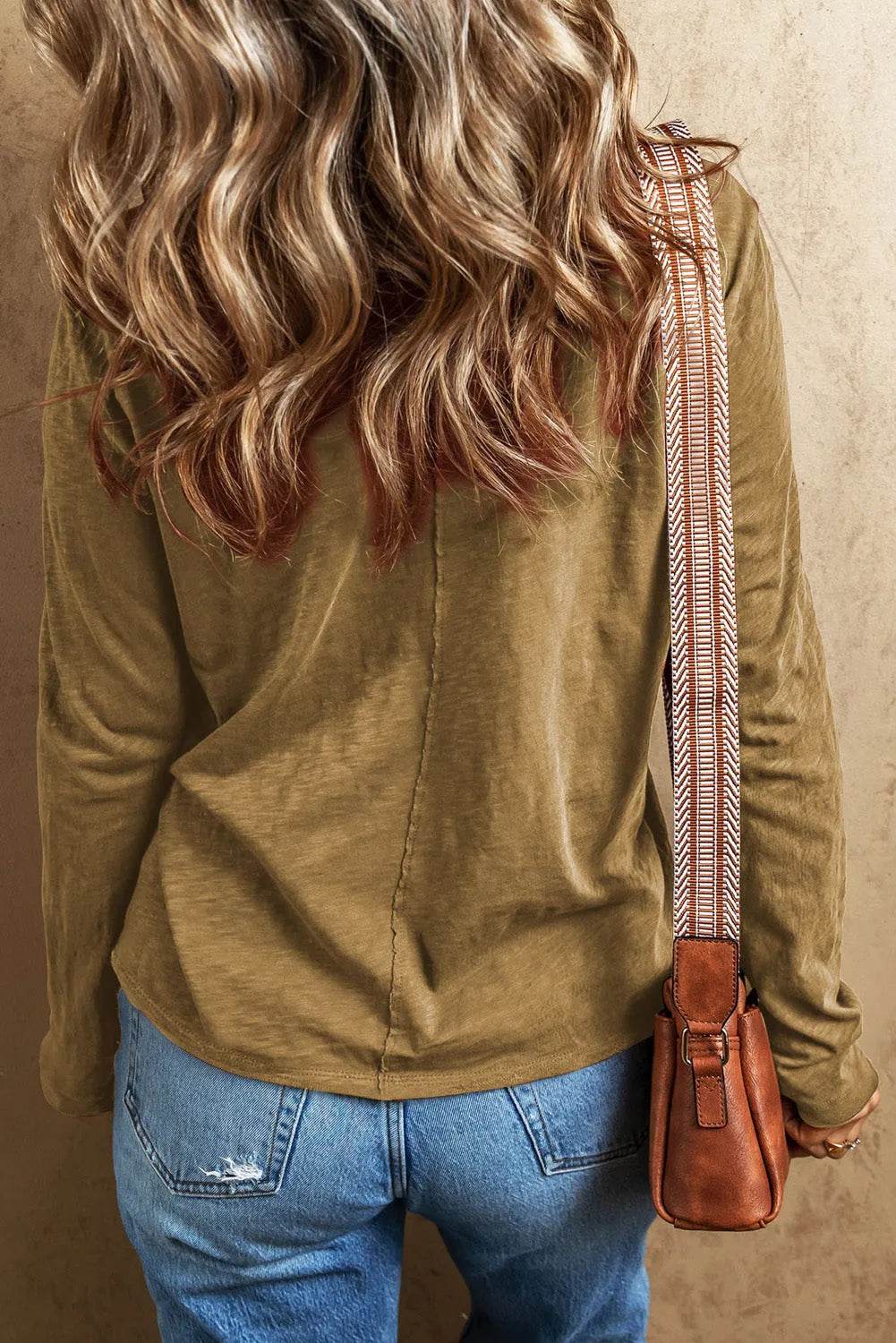 Exposed Seam V-Neck Long Sleeve T-Shirt - Bona Fide Fashion