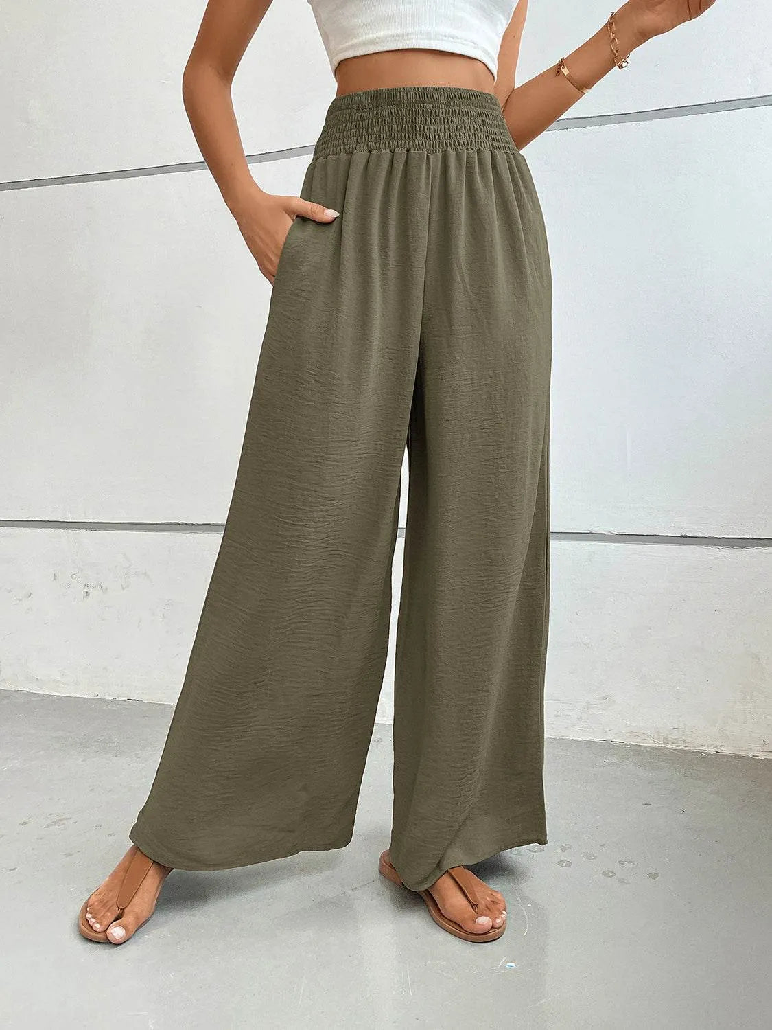 Perfee Wide Leg Pants with Pockets - Bona Fide Fashion