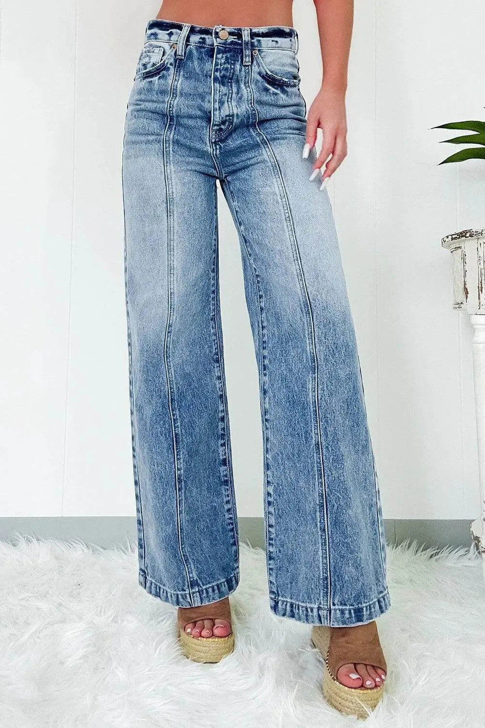 High Waist Wide Leg Jeans - Bona Fide Fashion
