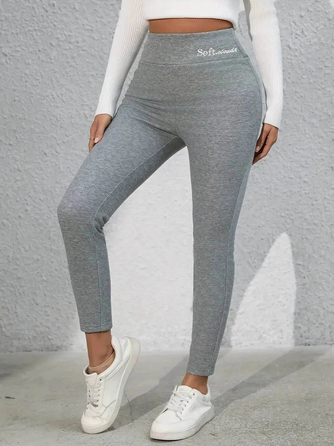 Full Size Letter Embroidered High Waist Leggings - Bona Fide Fashion