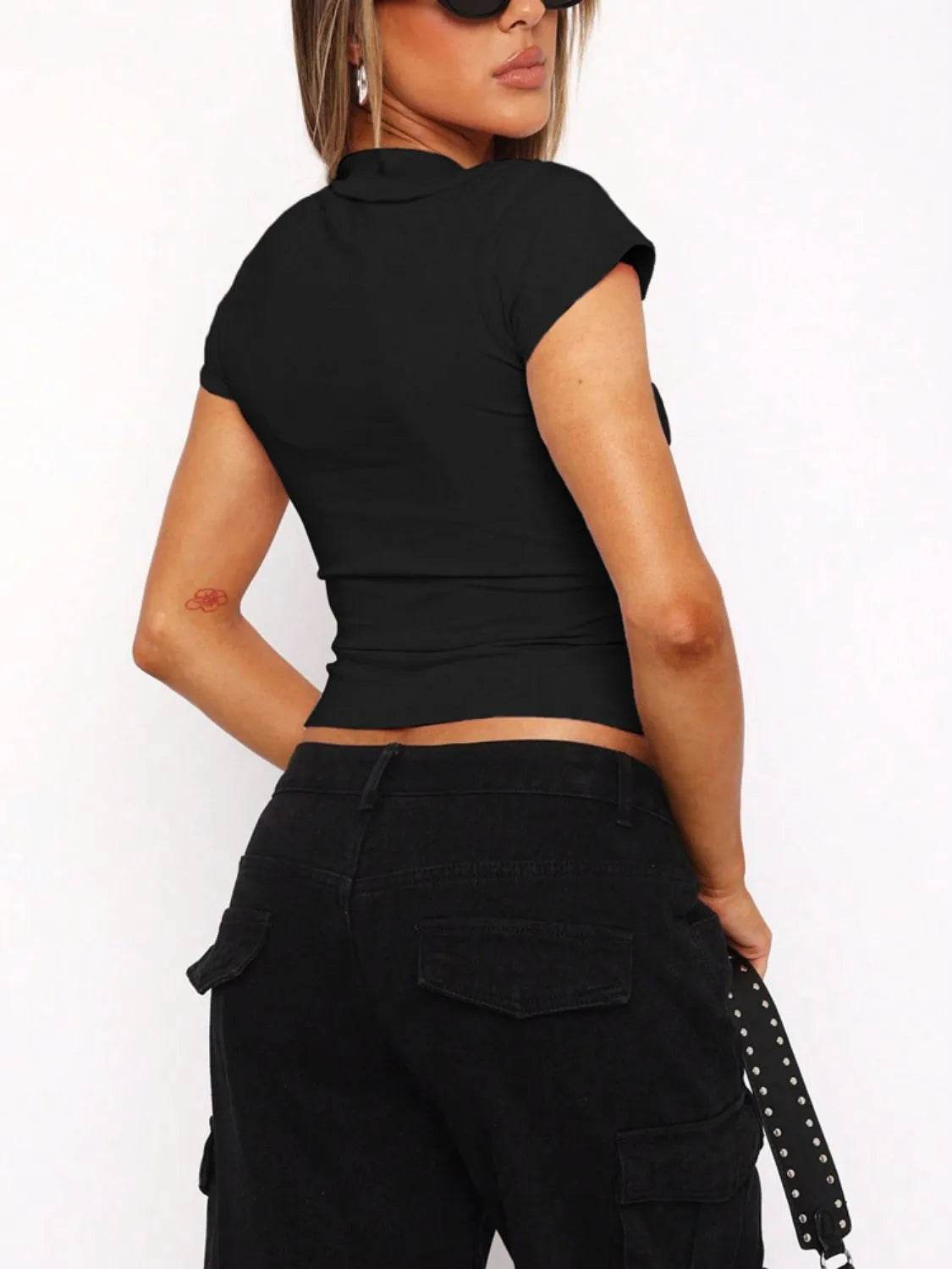 Devine Johnny Collar Short Sleeve T-Shirt - Bona Fide Fashion