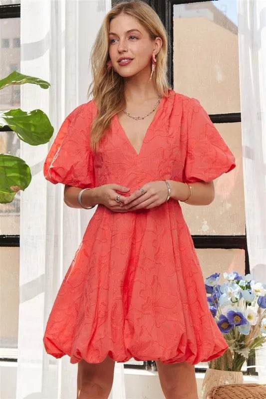 Adora Puff Sleeve Floral Dress – Romantic Cottagecore Style for Spring & Summer - Bona Fide Fashion