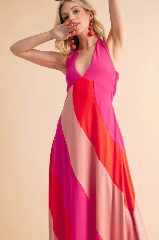 Aemi+Co Color Block Sleeveless Maxi Dress - Bona Fide Fashion