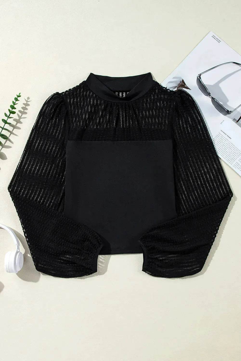 Mock Neck Long Sleeve Blouse - Bona Fide Fashion
