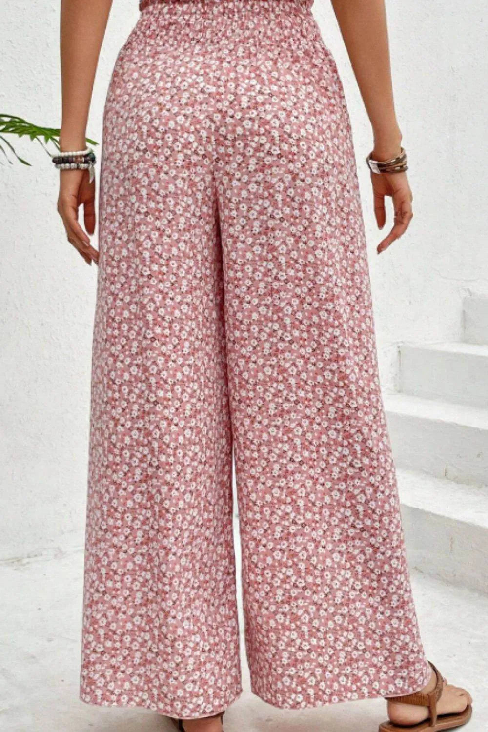 Slit Printed Wide leg Pants - Bona Fide Fashion