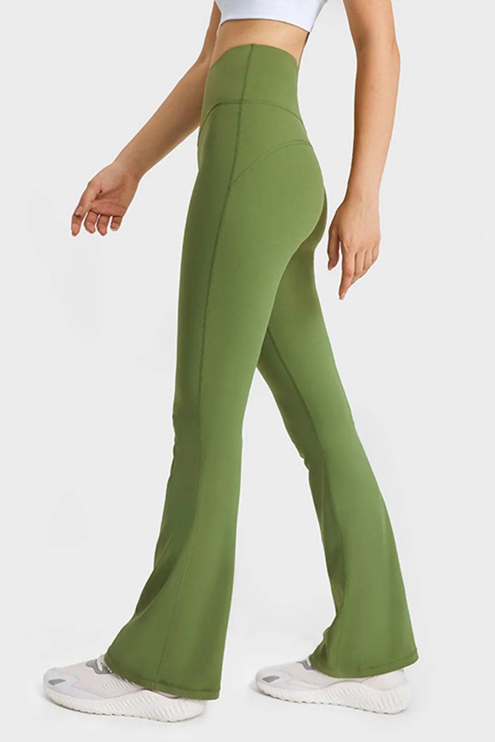 Millennia Elastic Waist Flare Yoga Pants - Bona Fide Fashion