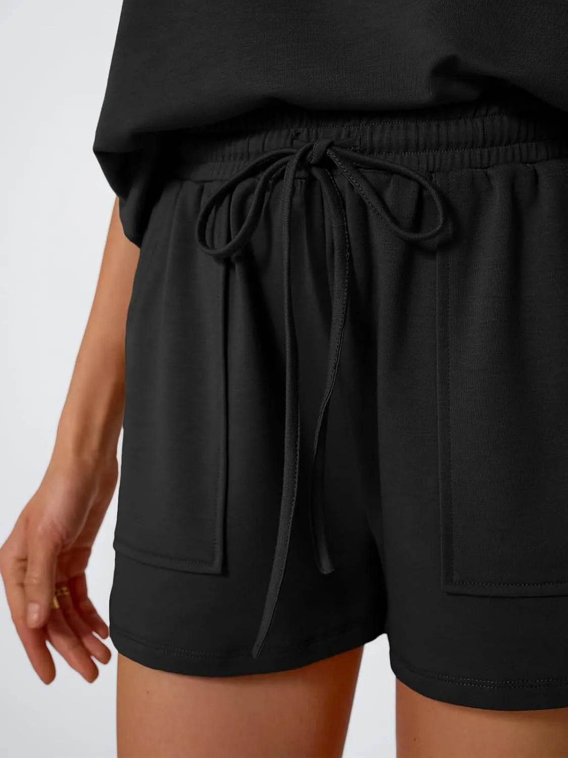 Round Neck Cap Sleeve Top and Shorts Set - Bona Fide Fashion