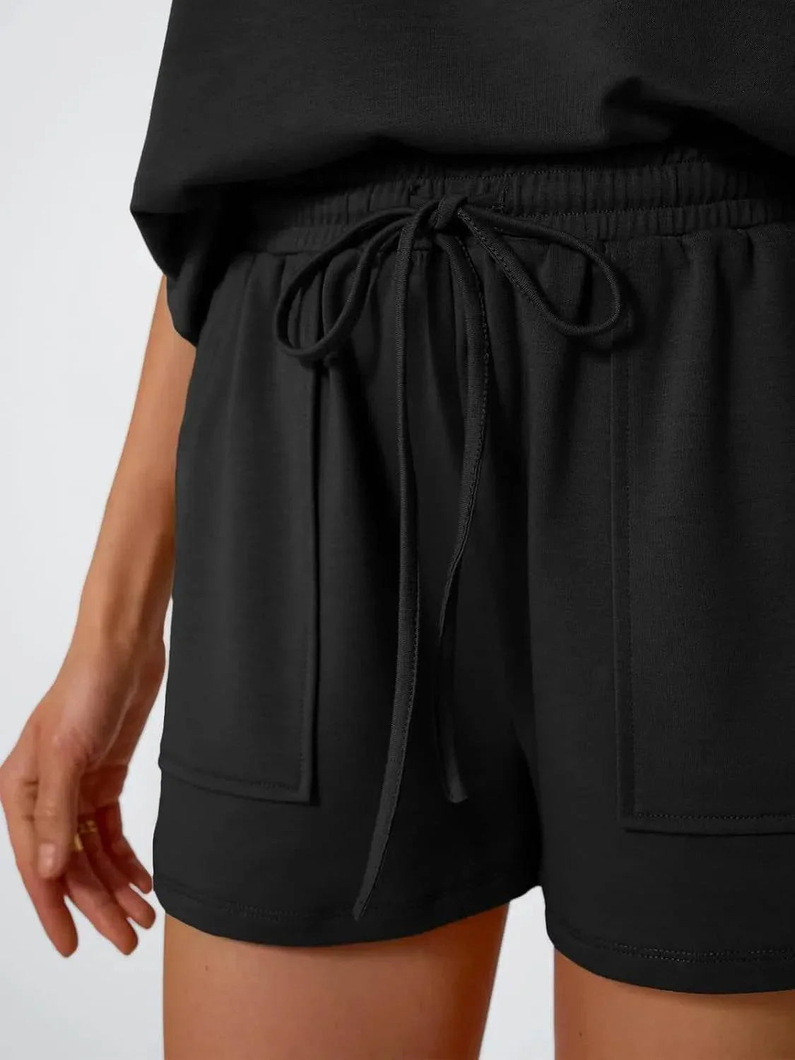 Round Neck Cap Sleeve Top and Shorts Set - Bona Fide Fashion