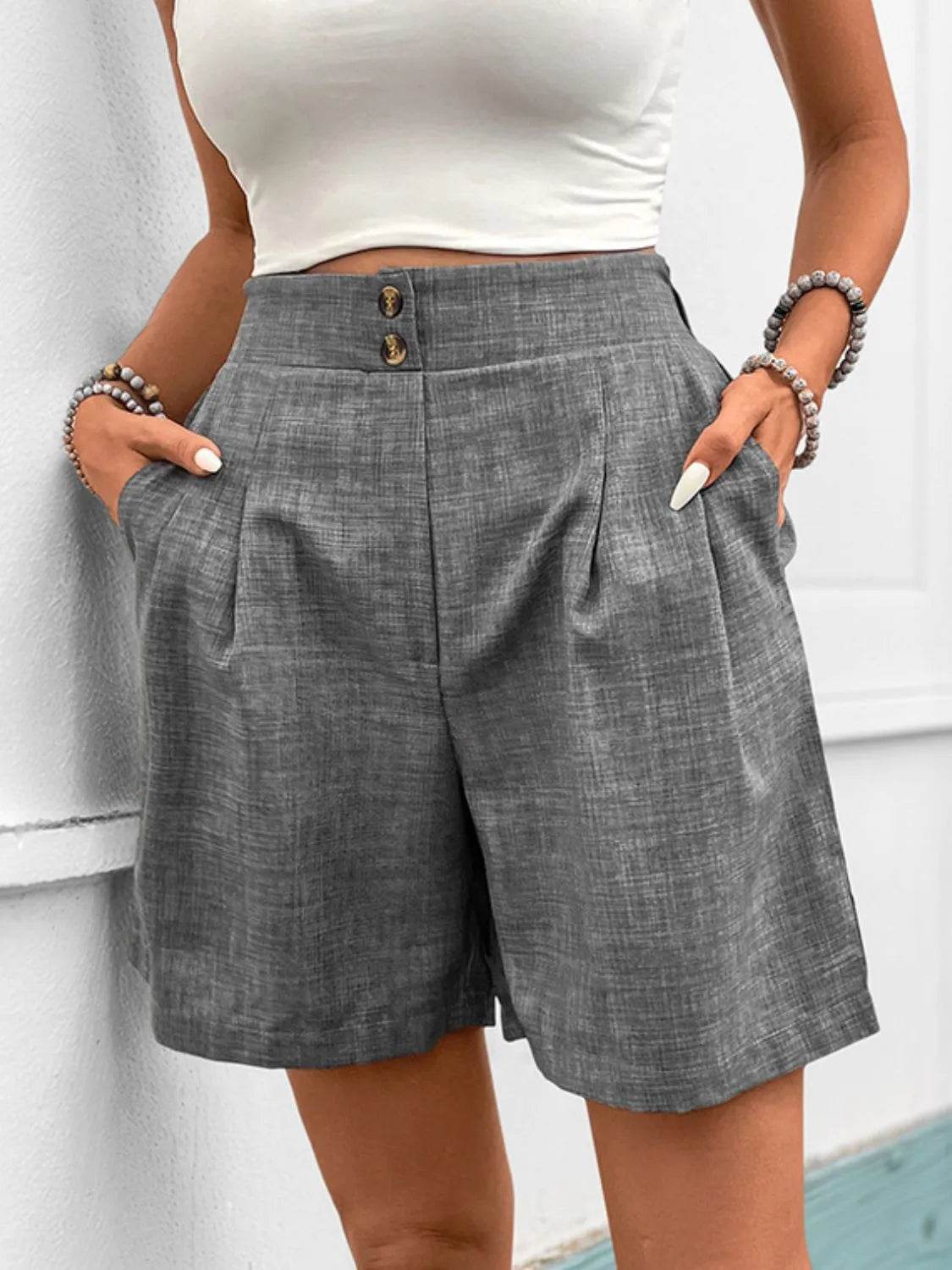 Perfee Frill Shorts with Pockets - Bona Fide Fashion
