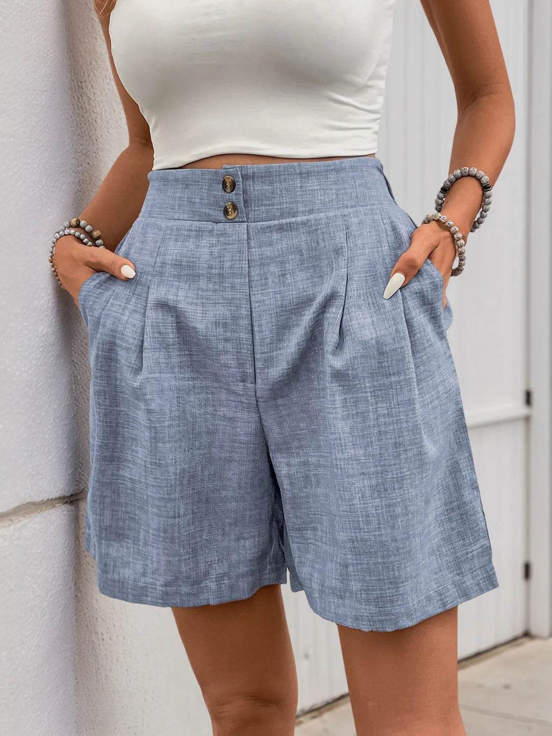 Perfee Frill Shorts with Pockets - Bona Fide Fashion