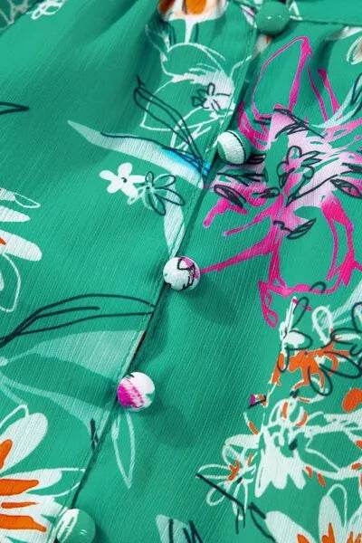 Frill Printed Grecian Tank - Bona Fide Fashion