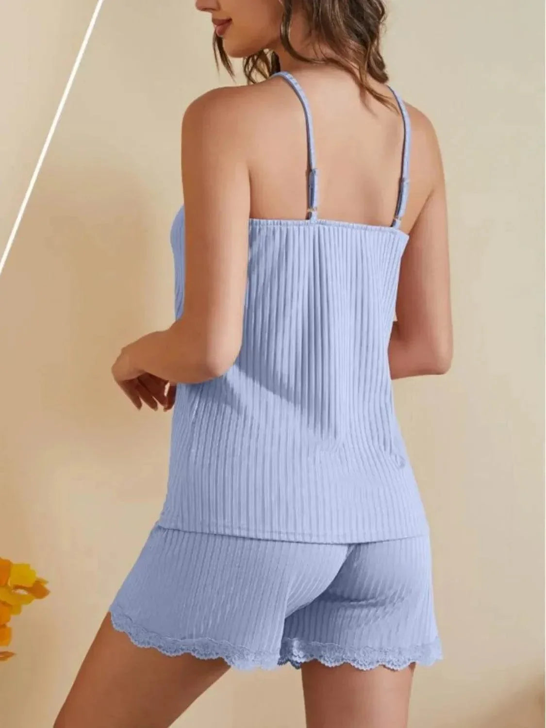 Ribbed Scoop Neck and Shorts Lounge Set - Bona Fide Fashion