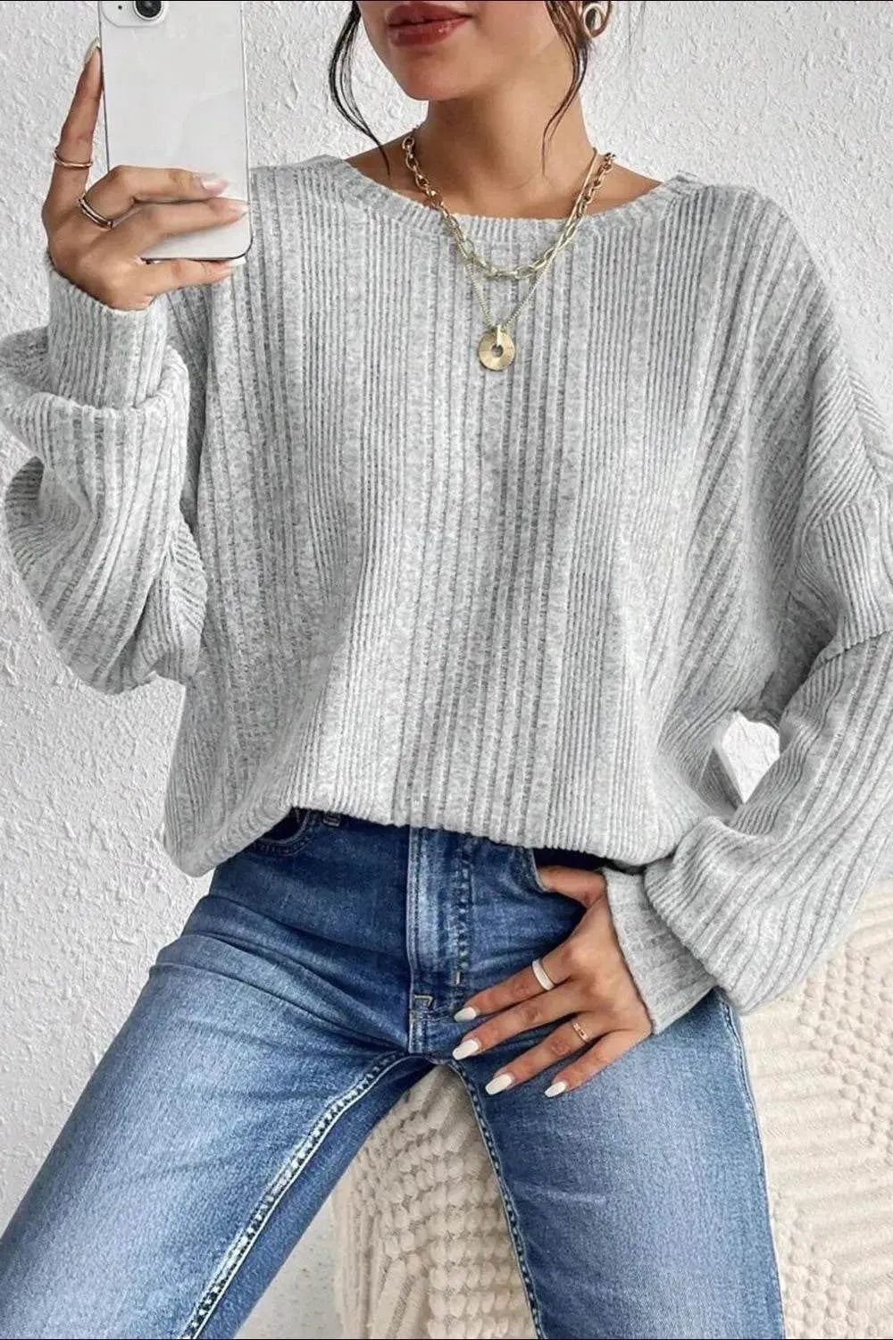 Crossover Backless Long Sleeve Knit Top - Bona Fide Fashion