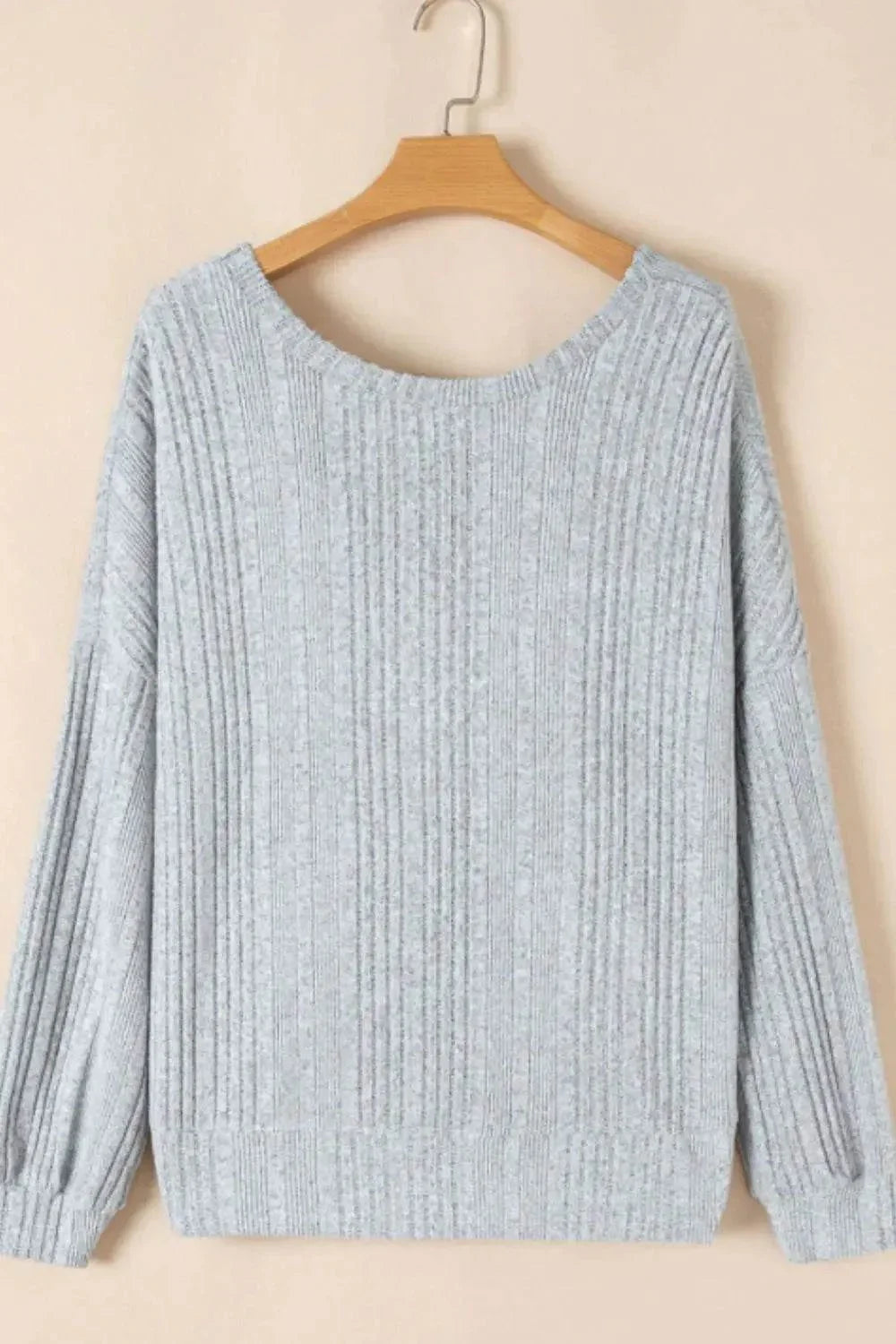 Crossover Backless Long Sleeve Knit Top - Bona Fide Fashion