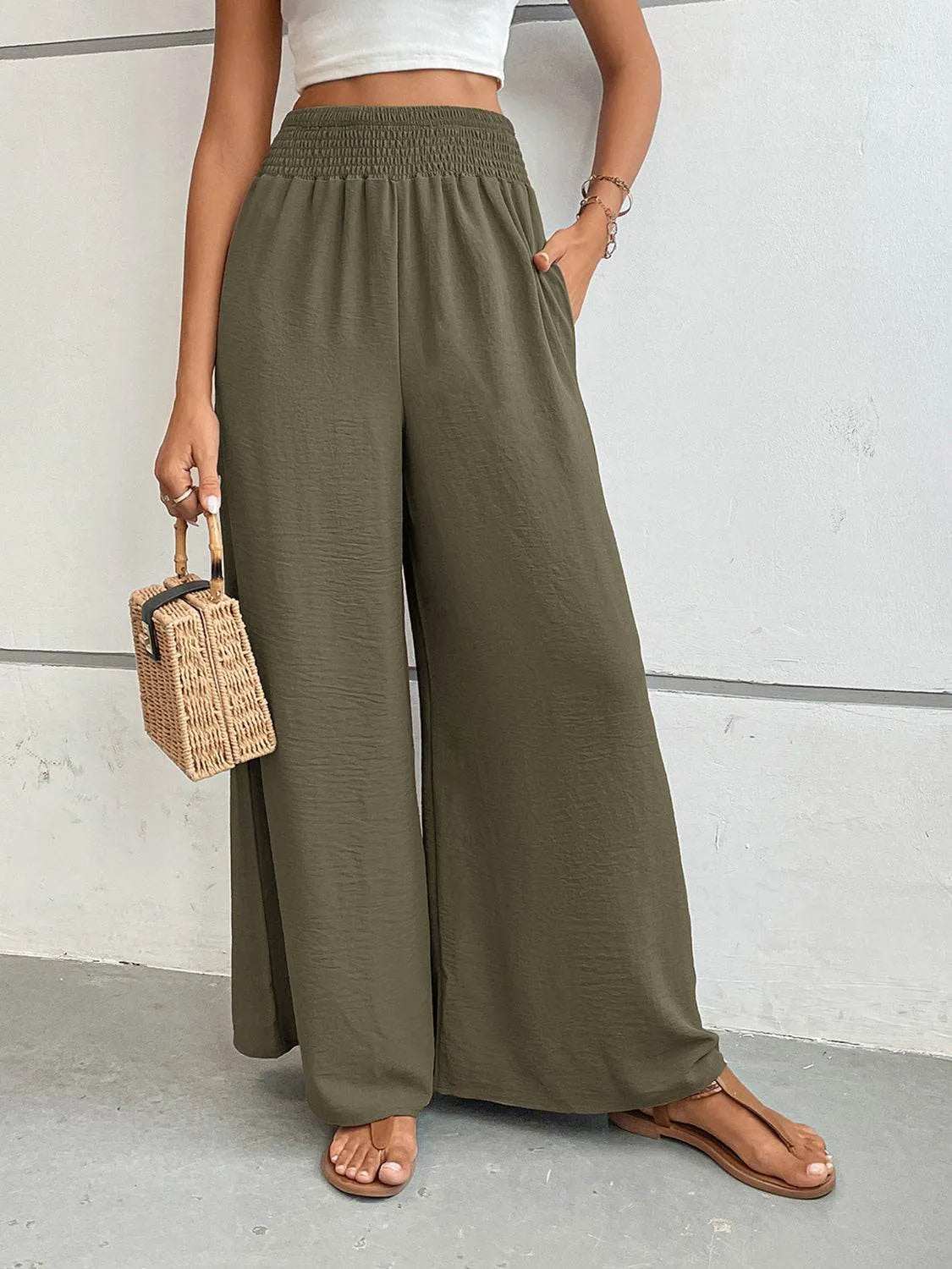 Perfee Wide Leg Pants with Pockets - Bona Fide Fashion