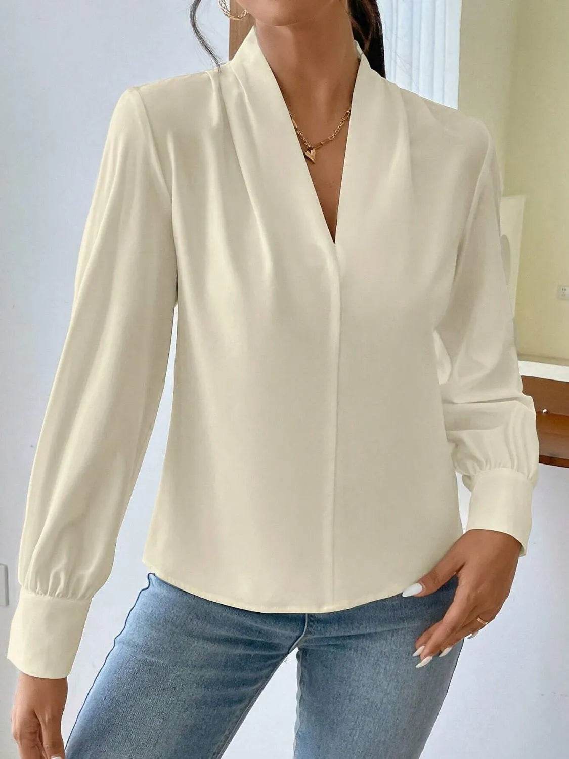 V Neck Long Sleeve Top - Bona Fide Fashion