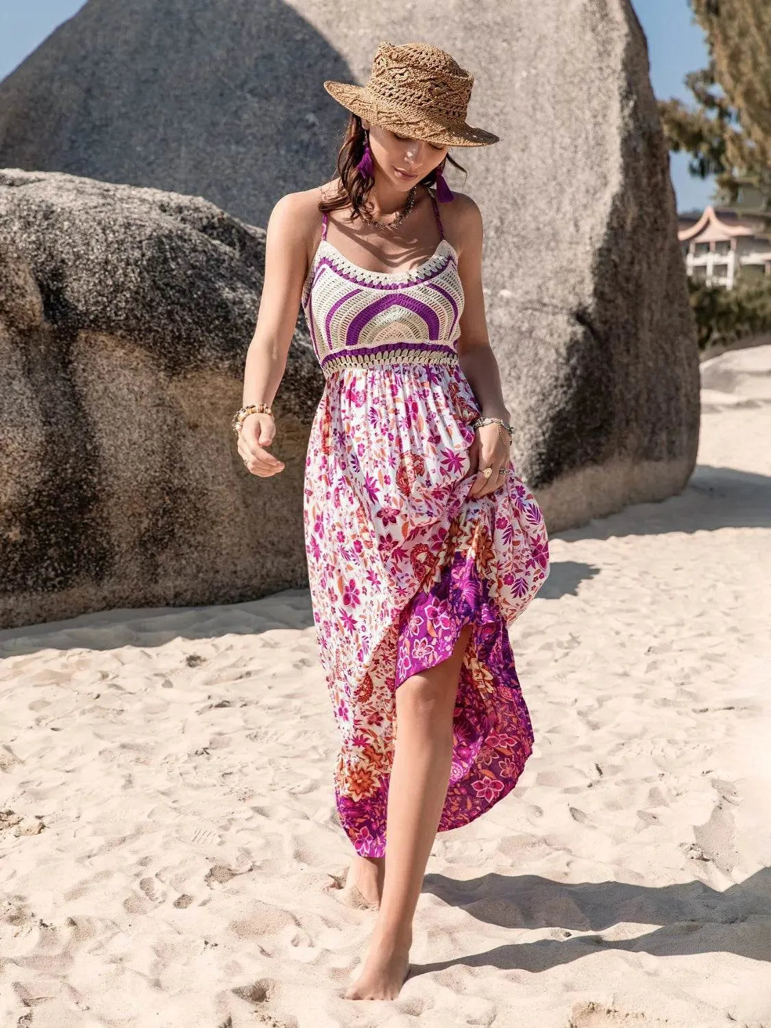 Printed Scoop Neck Cami Dress - Bona Fide Fashion