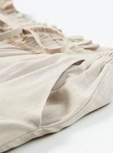 Dokotoo Fashion Womens High Waist Drawstring Wide Leg LongPants Casual Loose Breathable Lounge Yoga Trousers for Women Ladies Beach Pants with Pockets Beige L - Bona Fide Fashion